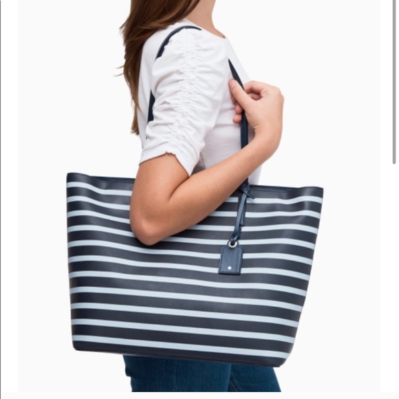 NWT Kate Spade ♠️ Janie Medium Blue Striped Tote - Picture 1 of 15